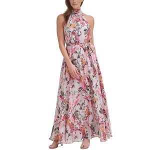 Eliza J: Floral-Print Halter-Neck Maxi Dress (NWOT)